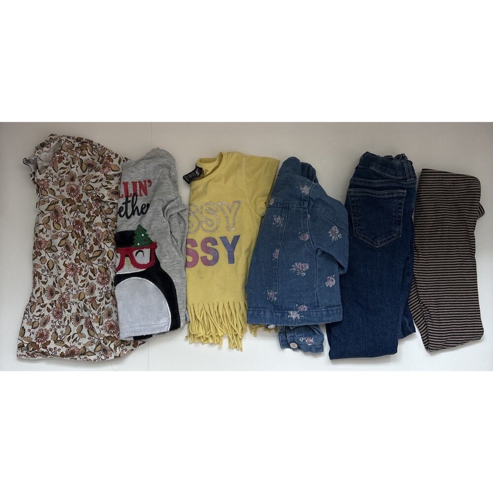 Lot Of Toddler Girls Clothes Jeans Carters Dress Top Clothing Lot Sz 4T